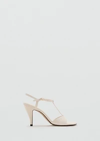 Heeled leather sandals with straps