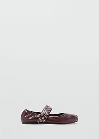 Leather ballet flats with eyelets