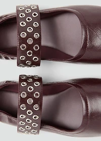 Leather ballet flats with eyelets