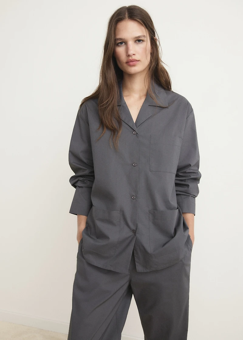 Poplin pajama shirt