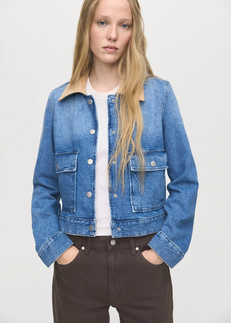 Corduroy collar denim jacket