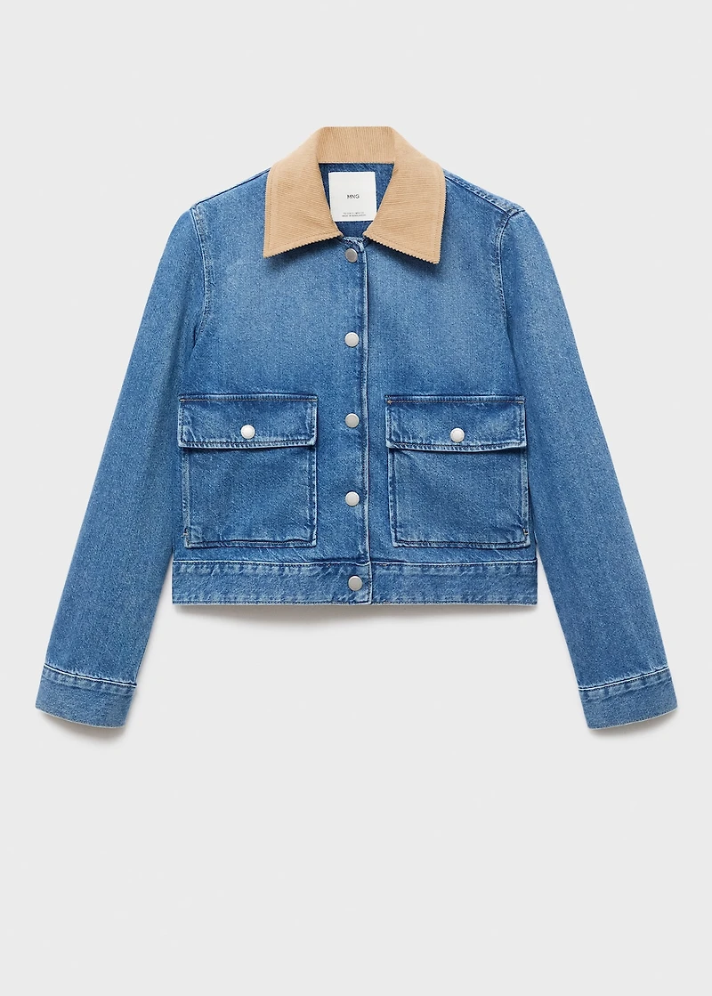 Corduroy collar denim jacket