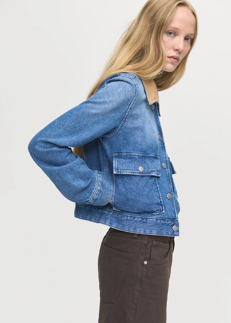 Corduroy collar denim jacket