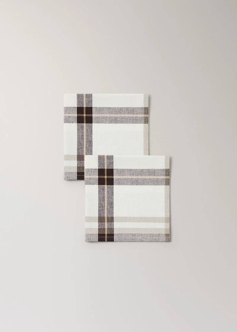 Cotton linen check-print napkin