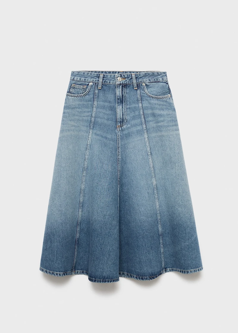 Denim midi-skirt