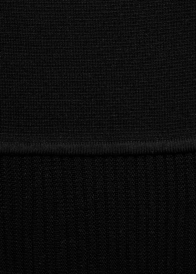 Asymmetrical combined-knit dress