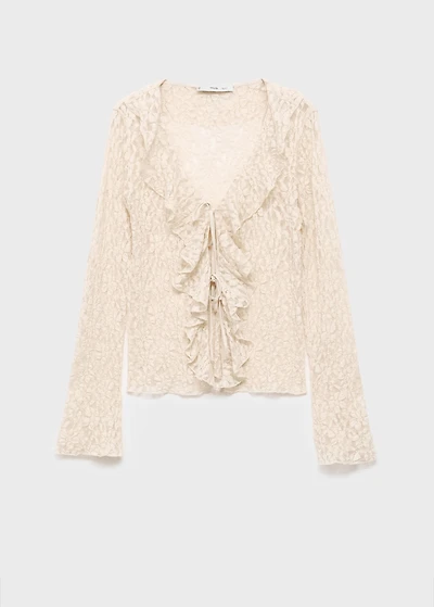 Lace blouse with ruffles