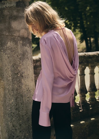 Satin blouse with draped back