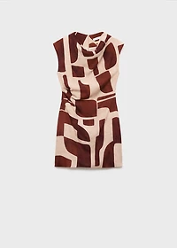 Draped neck printed dress