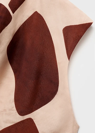 Draped neck printed dress