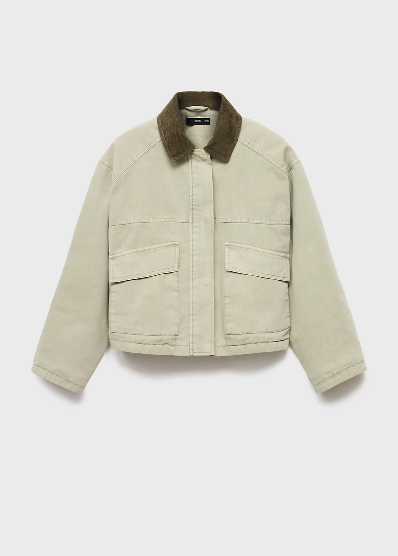 Denim jacket with contrast collar