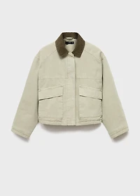 Denim jacket with contrast collar