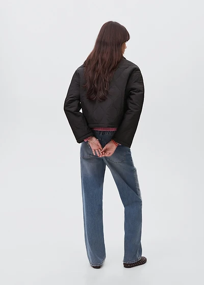 Quilted barn jacket with buttons