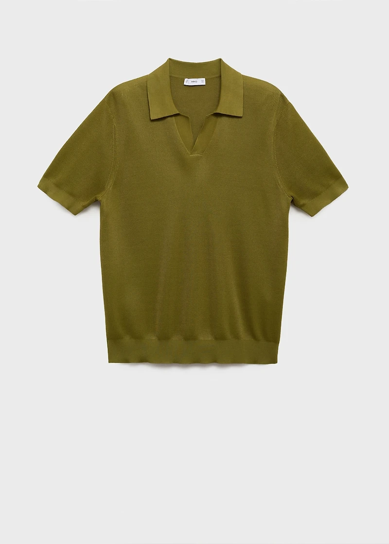 Cotton polo shirt with microstructure