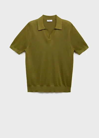 Cotton polo shirt with microstructure
