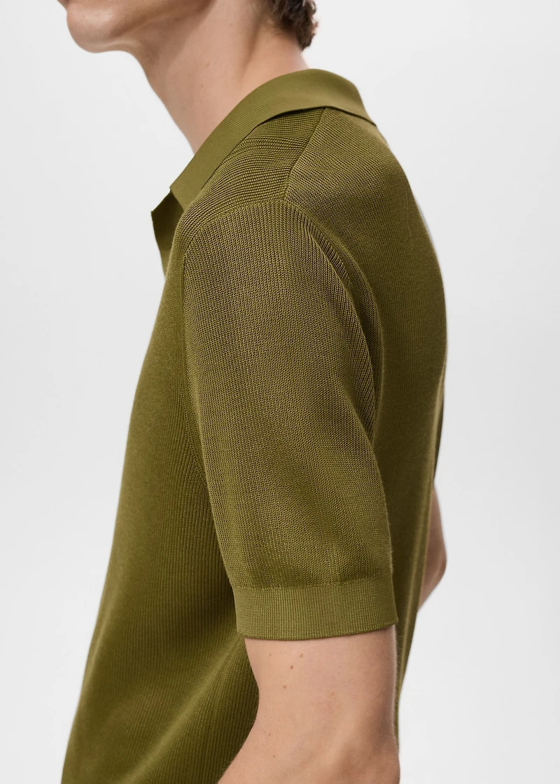 Cotton polo shirt with microstructure