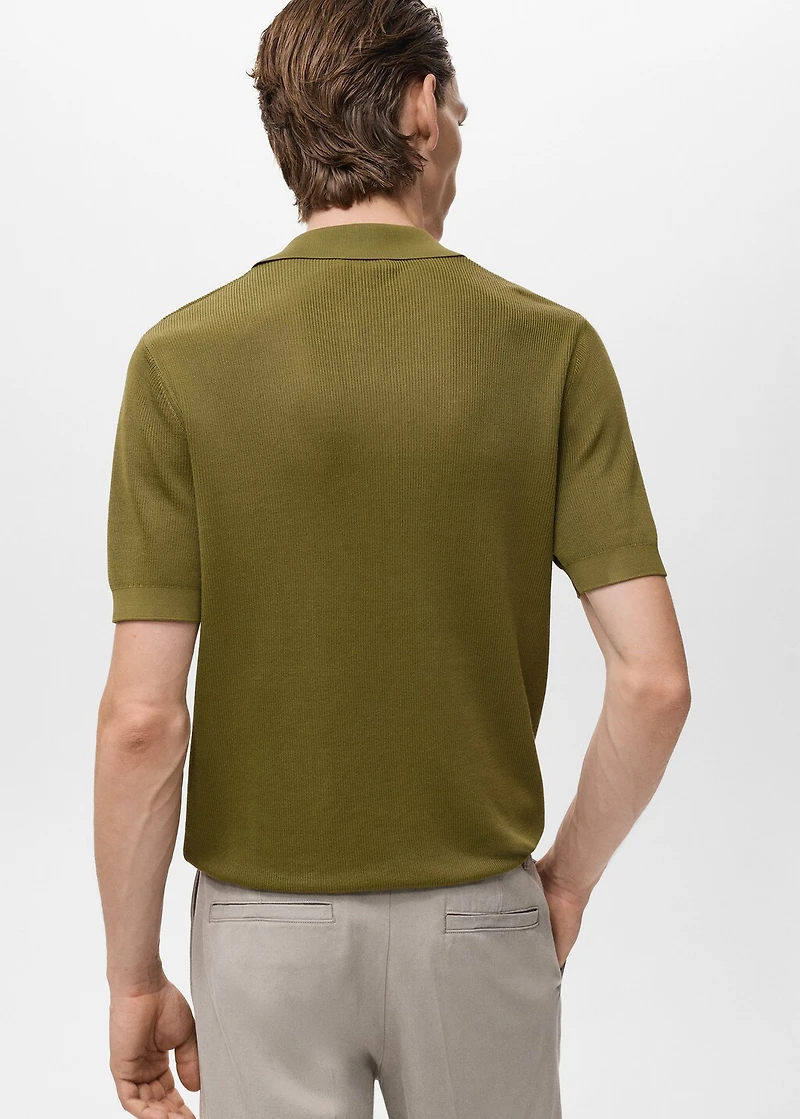 Cotton polo shirt with microstructure