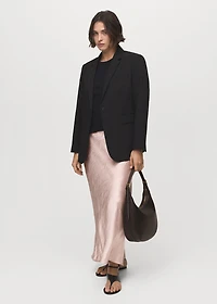 Wrinkled-effect satin skirt