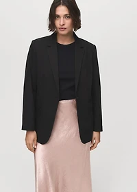 Wrinkled-effect satin skirt