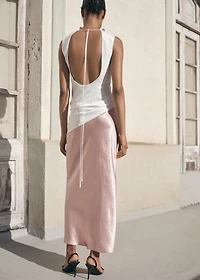 Wrinkled-effect satin skirt