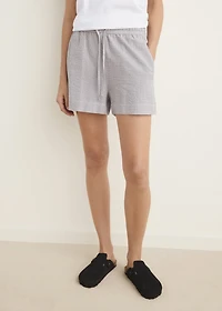 Two-piece striped seersucker pajama shorts