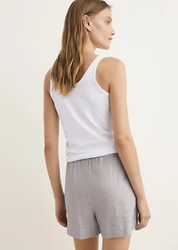 Two-piece striped seersucker pajama shorts