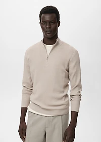 Ribbed sweater with zip neck