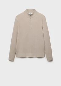 Ribbed sweater with zip neck