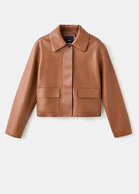 Faux-leather jacket with pockets