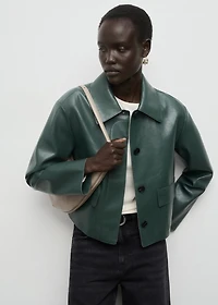 Faux-leather jacket with pockets