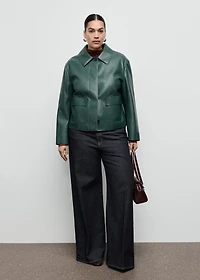 Faux-leather jacket with pockets