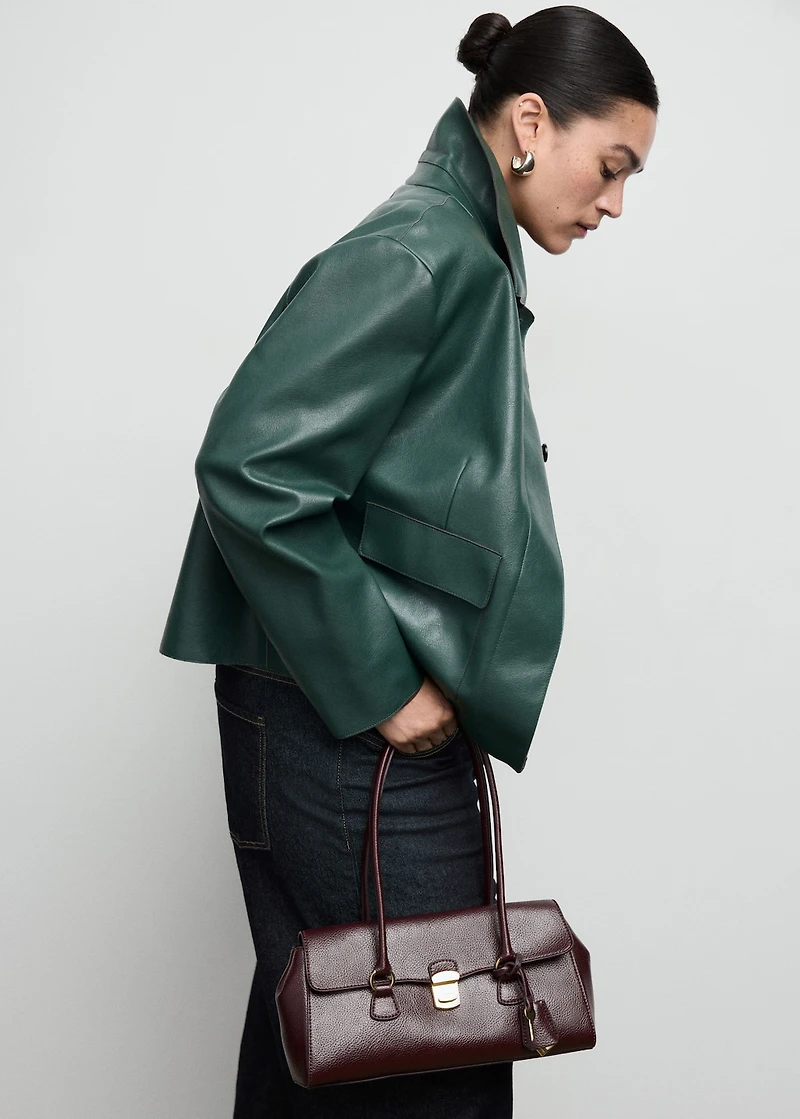 Faux-leather jacket with pockets