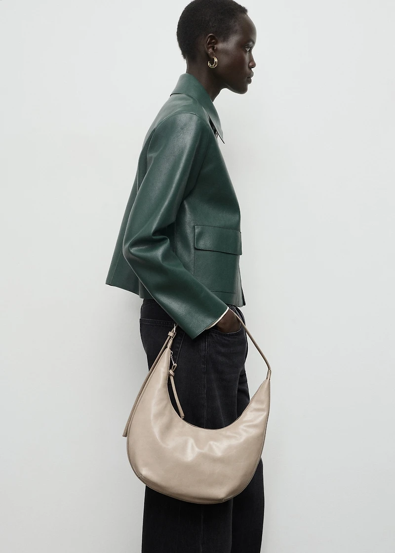 Faux-leather jacket with pockets