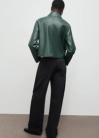 Faux-leather jacket with pockets