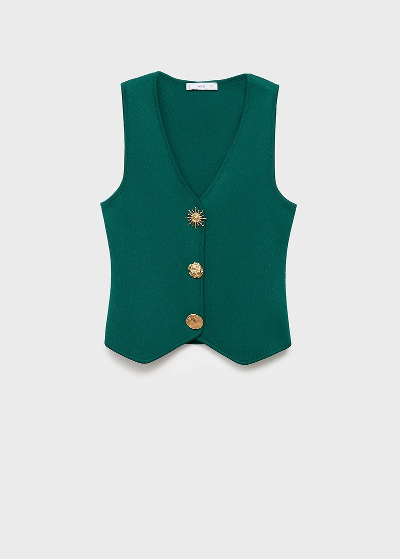 Knitted vest with jewel buttons