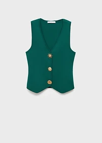 Knitted vest with jewel buttons