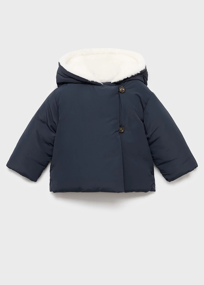 Anorak with shearling-effect hood