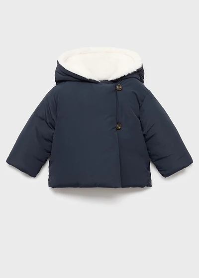 Anorak with shearling-effect hood