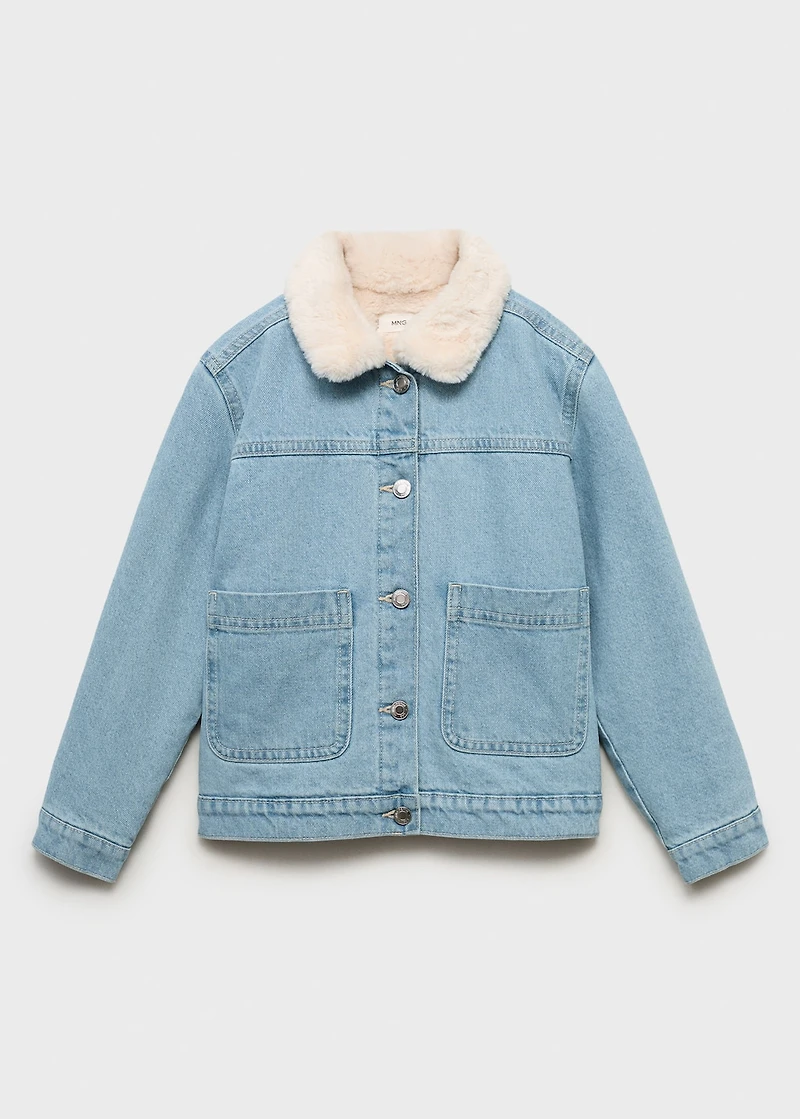 Denim jacket with fur lining