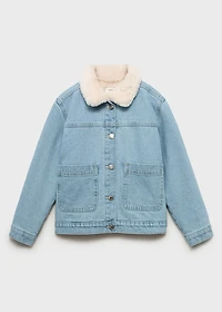 Denim jacket with fur lining