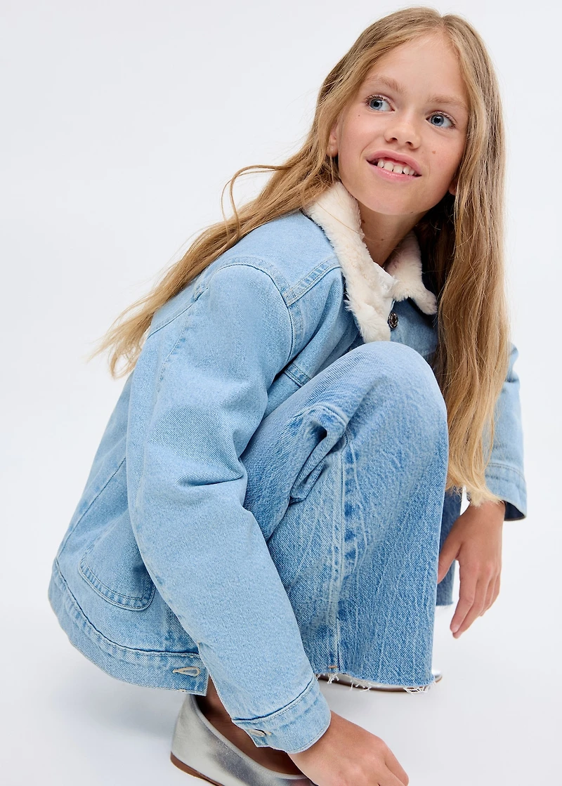 Denim jacket with fur lining