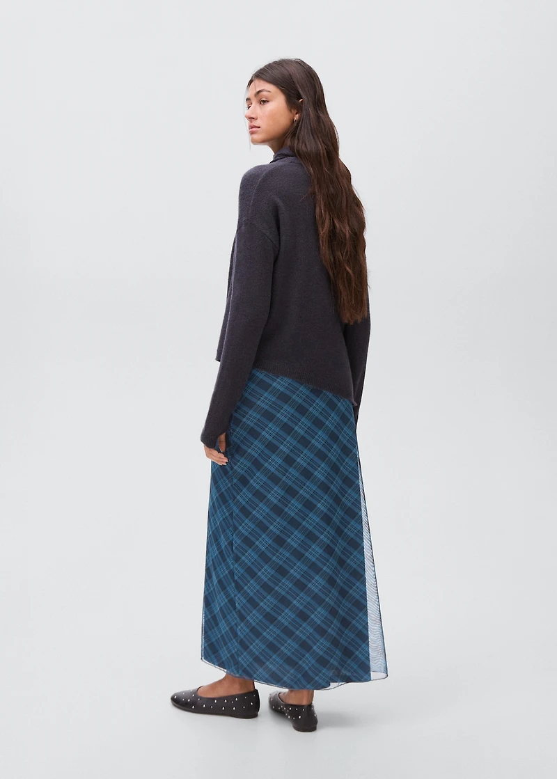 Checked long skirt