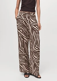 Straight-leg zebra-print pleated pants
