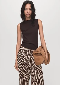 Straight-leg zebra-print pleated pants