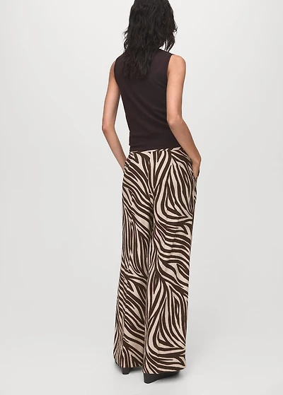 Straight-leg zebra-print pleated pants