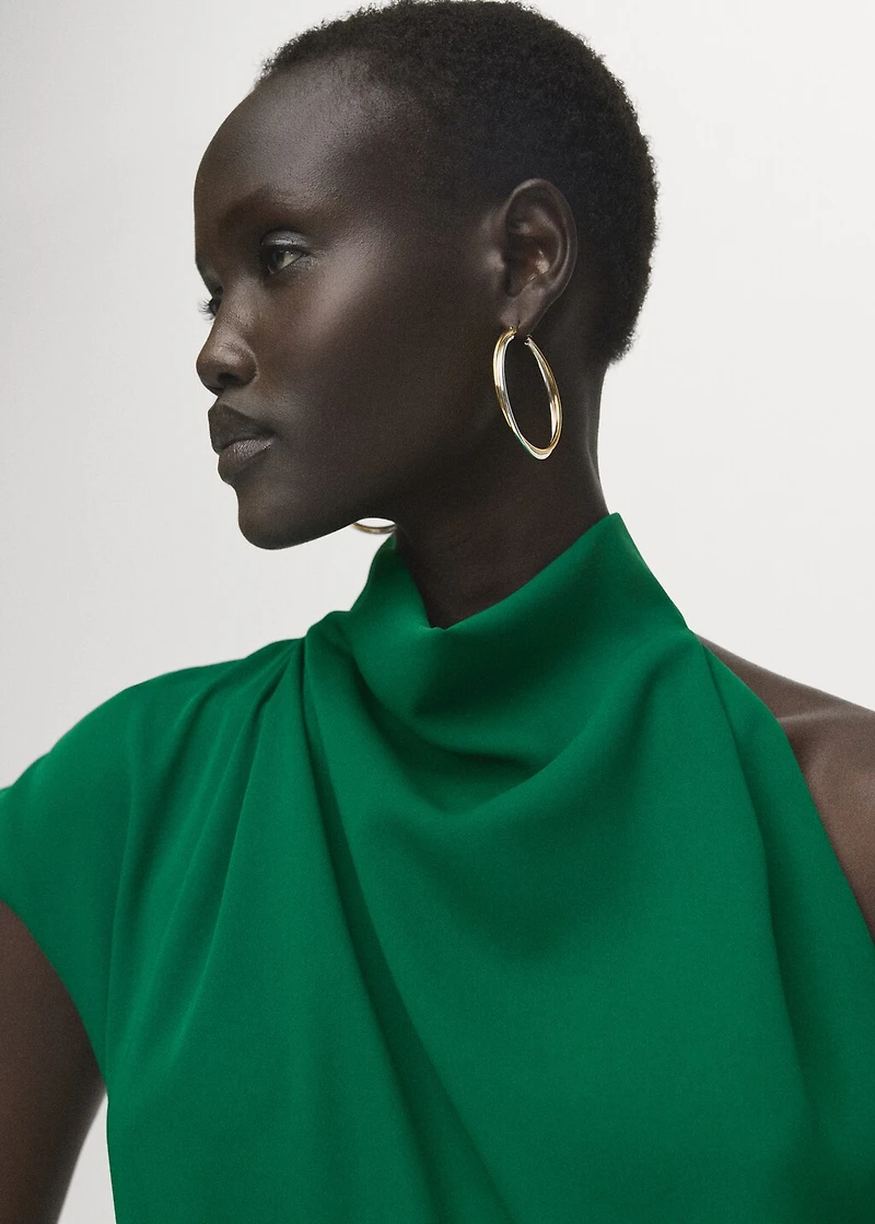 Asymmetrical long jumpsuit with belt