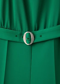 Asymmetrical long jumpsuit with belt