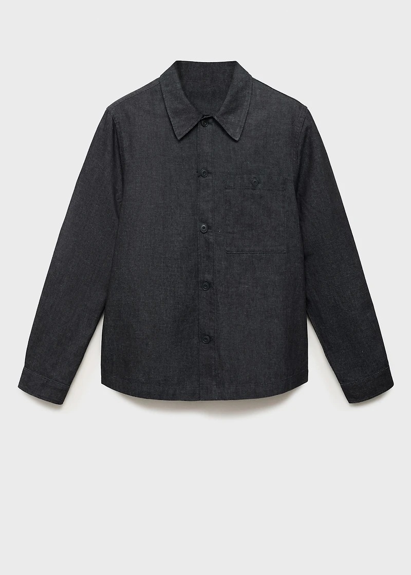 Denim overshirt with pocket