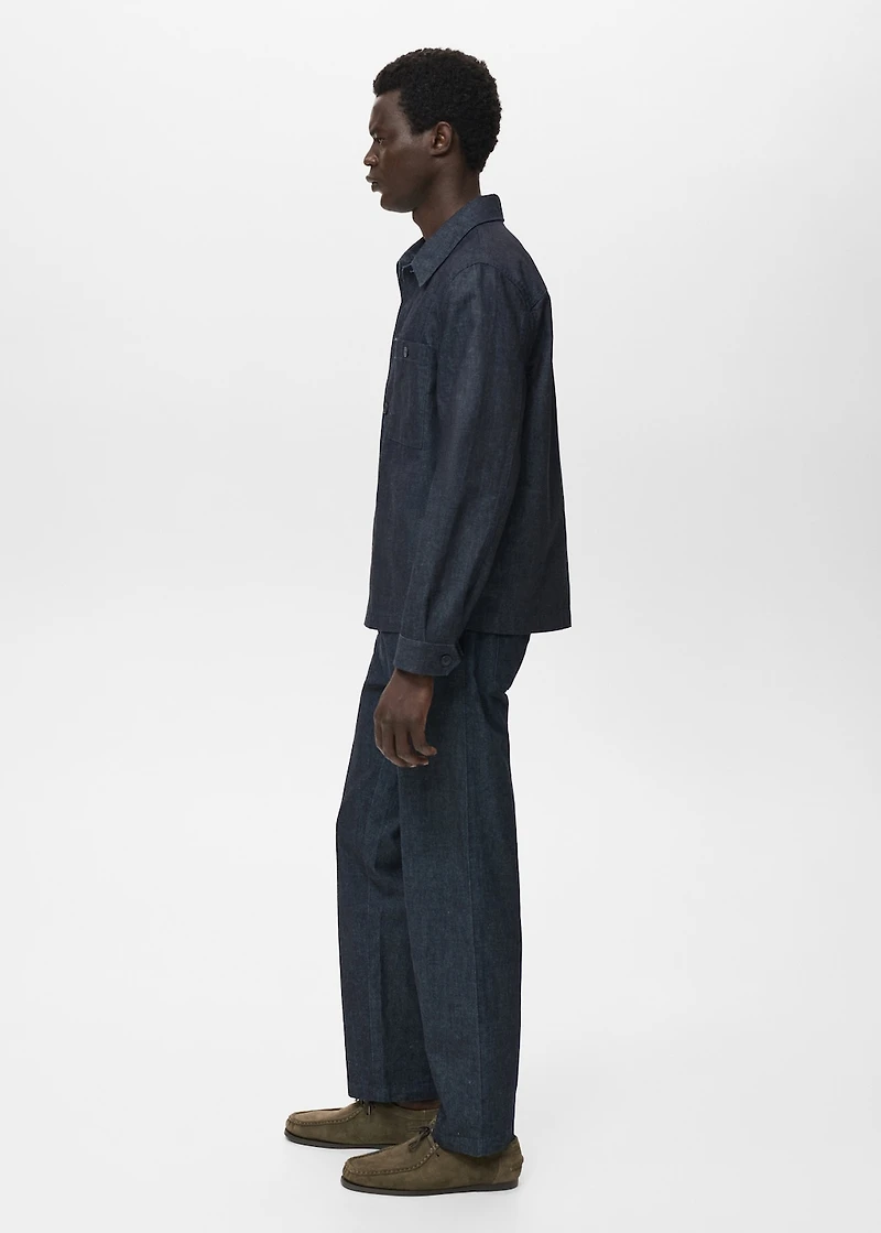 Denim overshirt with pocket