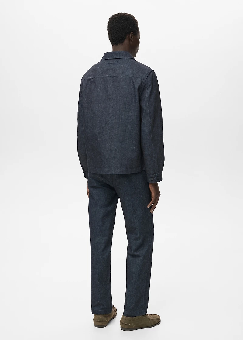 Denim overshirt with pocket